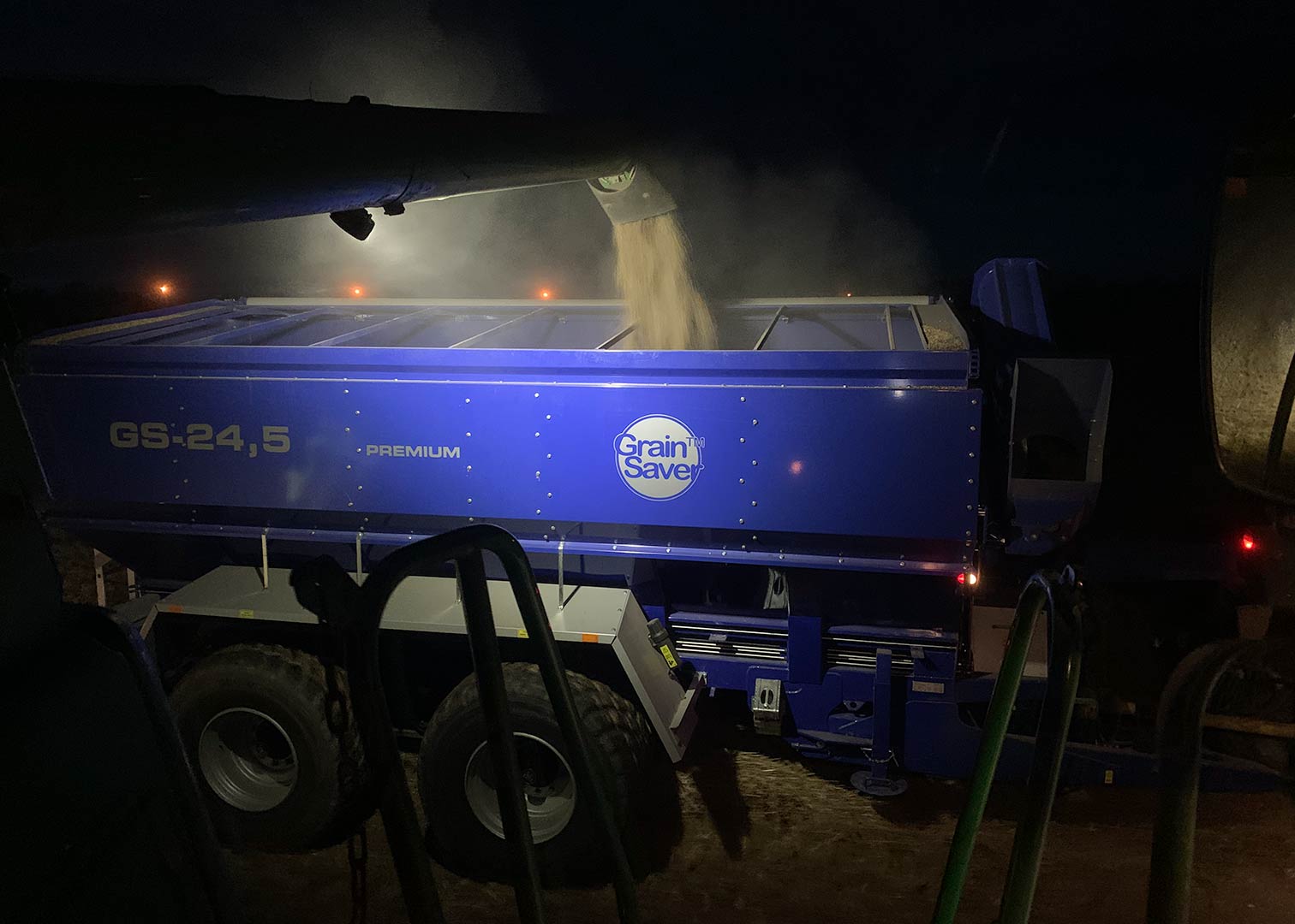 night harvesting with gs-24 grain cart