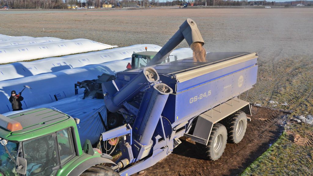 gs-24 chaser bin loading from grain extractor