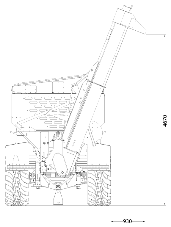 GS Grain Cart front view auger upper position